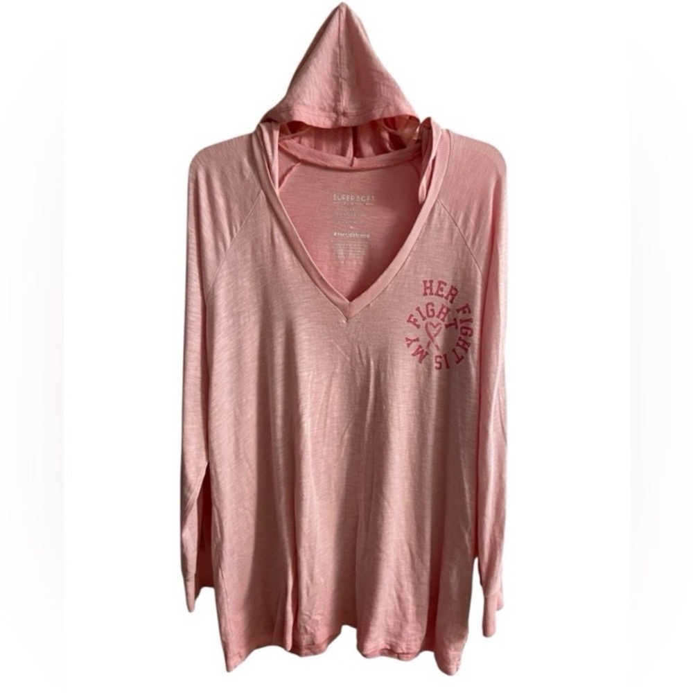 Torrid super soft Pink V-Neck Hooded Sweatshirt 1X